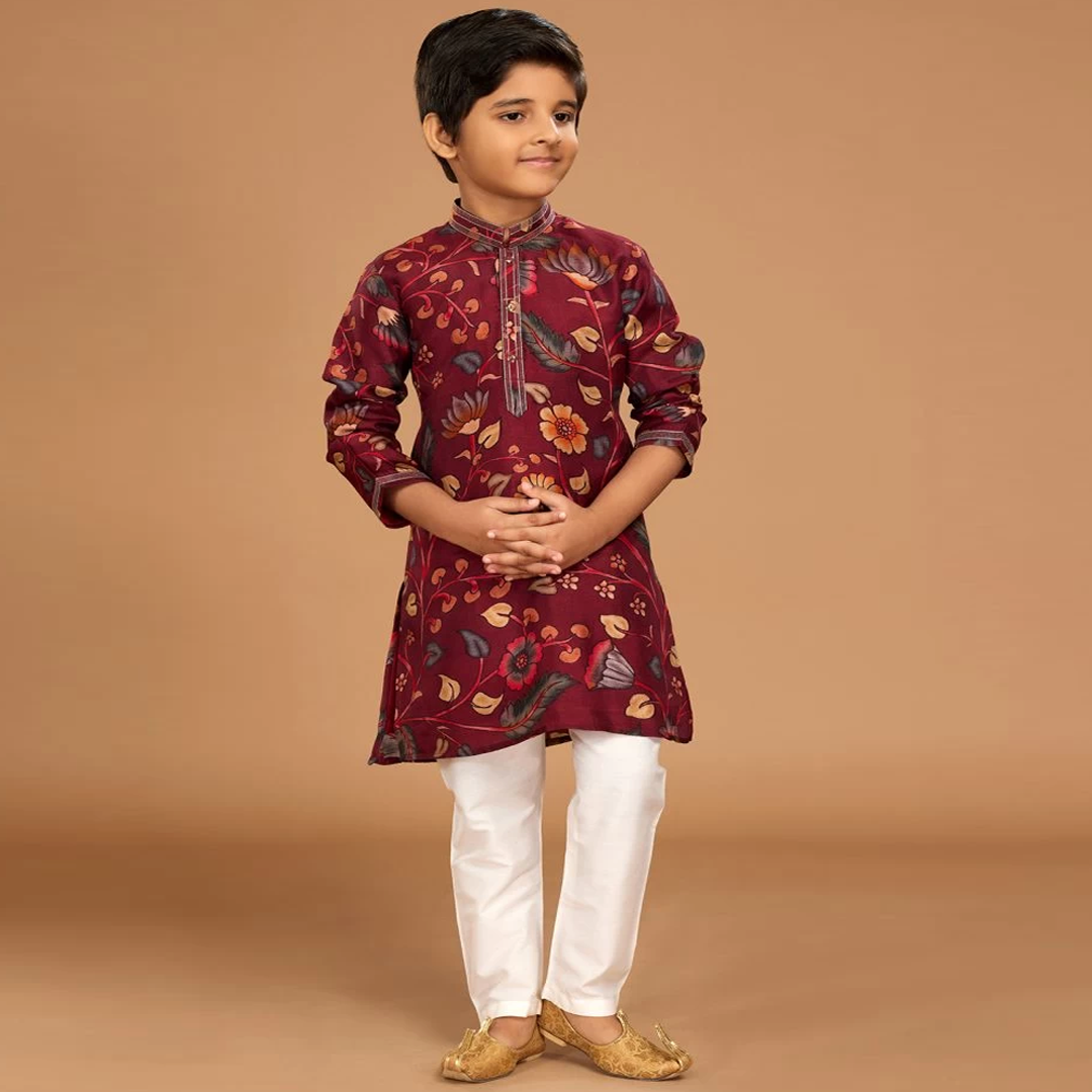 Regal Blossom Heritage Kurta Set - A Royal Ethnic Wear for Boys Panjabi Pajama Sets